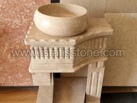 روشویی سنگی مدل گیتاری کرم رنگ کاسه روکار سمت چپ