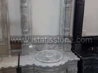 روشویی دوپایه کلاسیک گل و برگ طوسی توکار