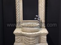 روشویی دوپایه کلاسیک گل و برگ طرح پرده