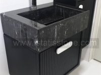 روشویی سنگی و کابین طرح بامبو مشکی فول ست   STC386