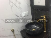 روشویی سنگی صفحه و کاسه 40*50 مشکی رنگ کاسه روکار
