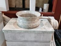 روشویی سنگی صفحه و کاسه و کابین طوسی رنگ کاسه روکار 40*60   STC366