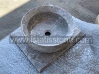 روشویی سنگی صفحه و کاسه 40*50 طوسی رنگ کاسه روکار