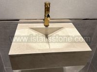 روشویی سنگی مدرن  کرم رنگ سیفون مخفی