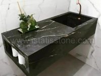روشویی سرامیکی مدرن 60*120 بزرگ مشکی همراه با باکس در بدنه   CE236