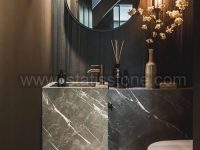 روشویی سنگی مدرن پایه بلند رنگ تیره - مشکی و ذغالی