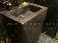 روشویی مدرن بدنه کامل سنگی ایستاده مشکی مخروطی شکل