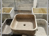 کاسه روشویی مربع سنگ مرمریت کرم