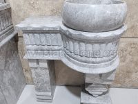 روشویی سنگی مدل گیتاری طوسی رنگ کاسه روکار سمت راست