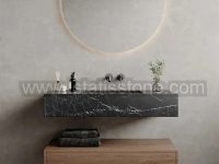 روشویی سنگی مشکی و کابین طرح چوب STC387