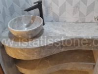 روشویی سنگی مدرن طرح گیتاری طوسی چپ