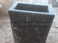 روشویی مدرن بدنه کامل سنگی ایستاده مشکی نجف آباد