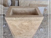 روشویی مدرن بدنه کامل سنگی ایستاده کرم رنگ