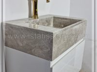 روشویی سنگی طوسی و کابین سفید 40*60   STC367