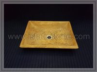 کاسه روشویی سنگ تراورتن کرم. طرح سینی