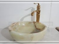 کاسه روشویی مرمر کرم نباتی. طرح جامی