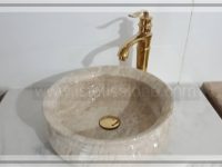 کاسه روشویی سنگ مرمریت کرم طرح لب گلدونی