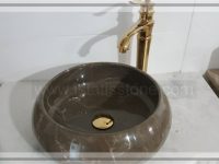 کاسه روشویی سنگ مرمریت مشکی دهبید. طرح تیوپی