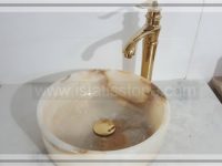 کاسه روشویی مرمر کرم نباتی. طرح سطلی