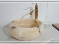 کاسه روشویی مرمر کرم نباتی. طرح تیوپی