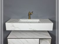 روشویی سرامیکی سفید و کابین  سایز بزرگ 120*50  CEC357
