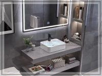 روشویی سرامیکی طوسی و کاسه چینی مدرن سفید  40*80  CE231