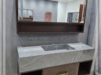 روشویی سرامیک طوسی و کابین طرح چوب تیره 120*40  CEC389-2