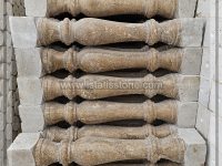 نرده صراحی سنگی تراش گردسر و ته مربع  شکلاتی 70 سانتی