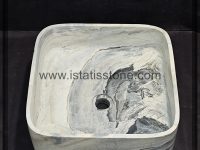 کاسه روشویی  سنگ چینی مربع سفید طوسی